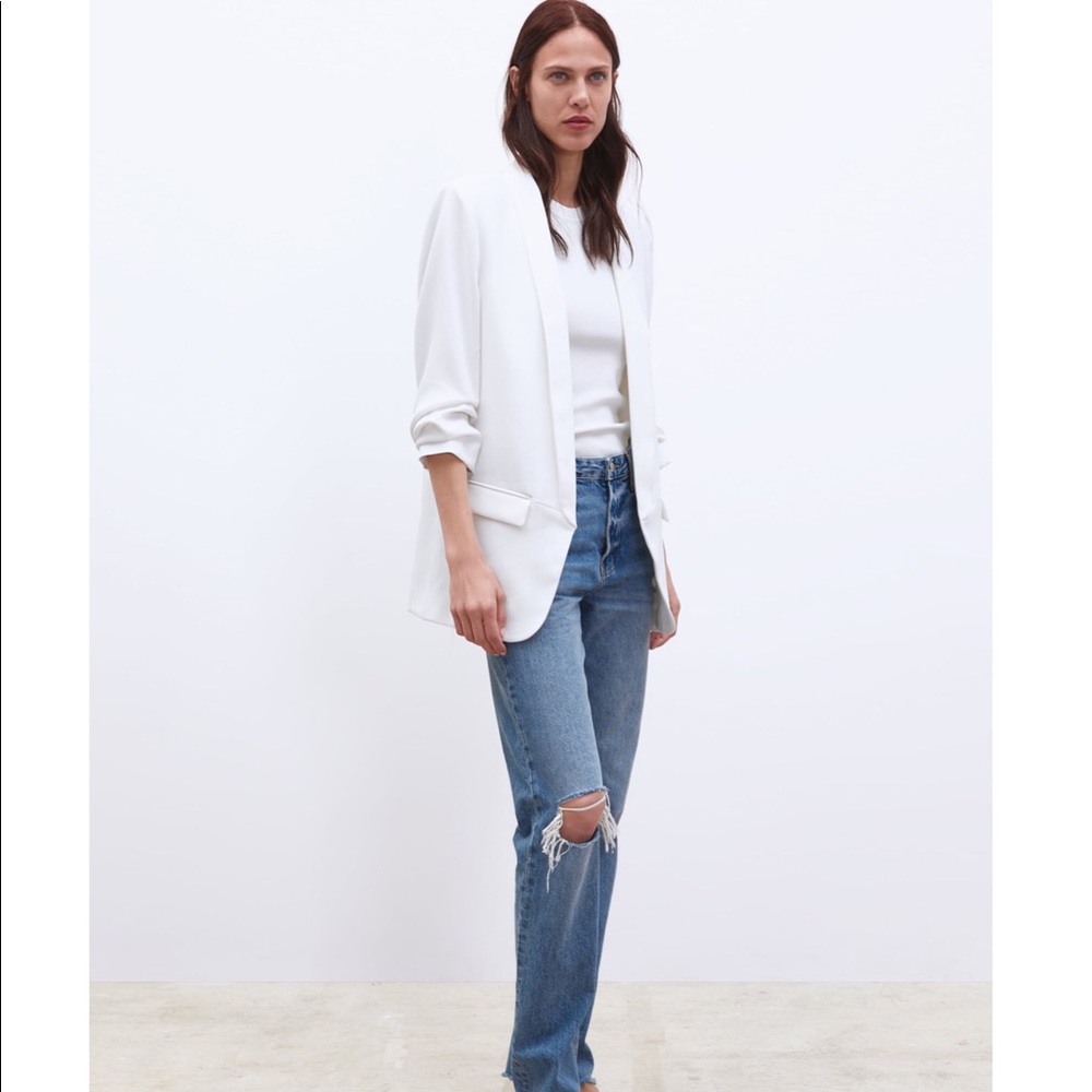 Zara Linen Blazer with Rolled Sleeves, Large